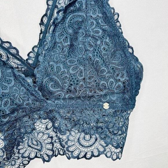 Lucky Brand Sz Small Lot of 2 Lace Bralettes Gray / Dark Teal Wireless Pullover - Picture 3 of 12